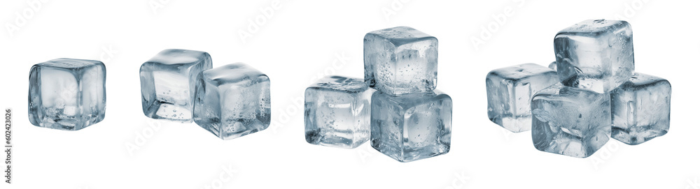 Ice Cubes isolated on transparent background. Generative AI Ice Cubes isolated on transparent background. Generative AI