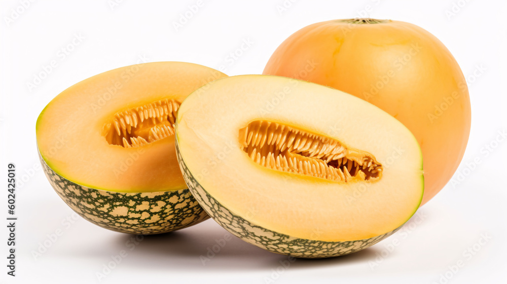 Honey Melon Isolated on Transparent Background, generative AI Honey Melon Isolated on Transparent Background, generative AI