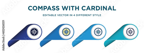 Canvas Print compass with cardinal points icon in 4 different styles such as filled, color, glyph, colorful, lineal color