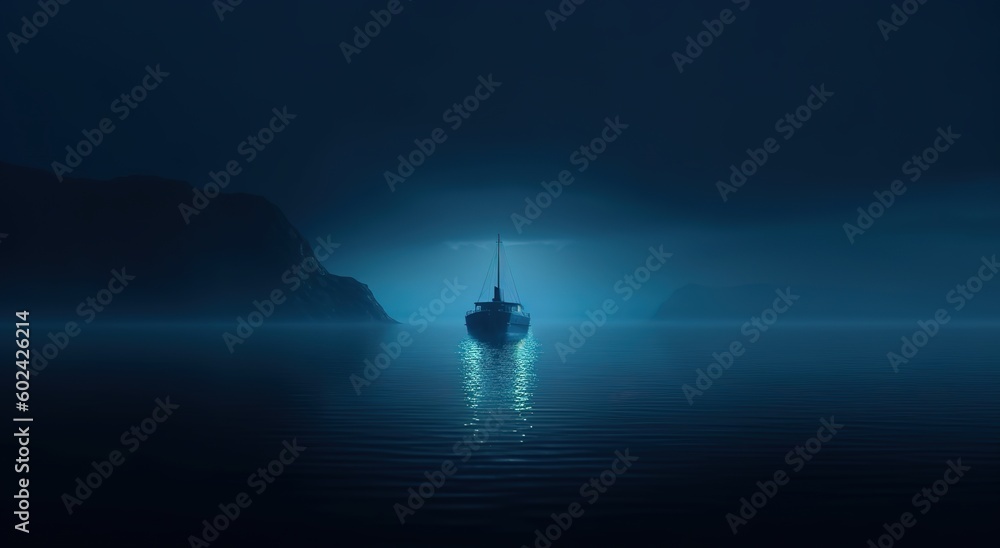 Fototapeta premium Abstract blue ocean background illustration, generative ai