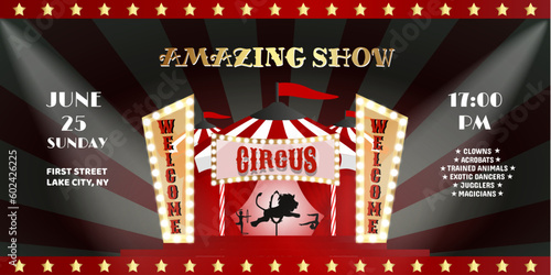 Circus banner. Event poster. Carnival Invitation