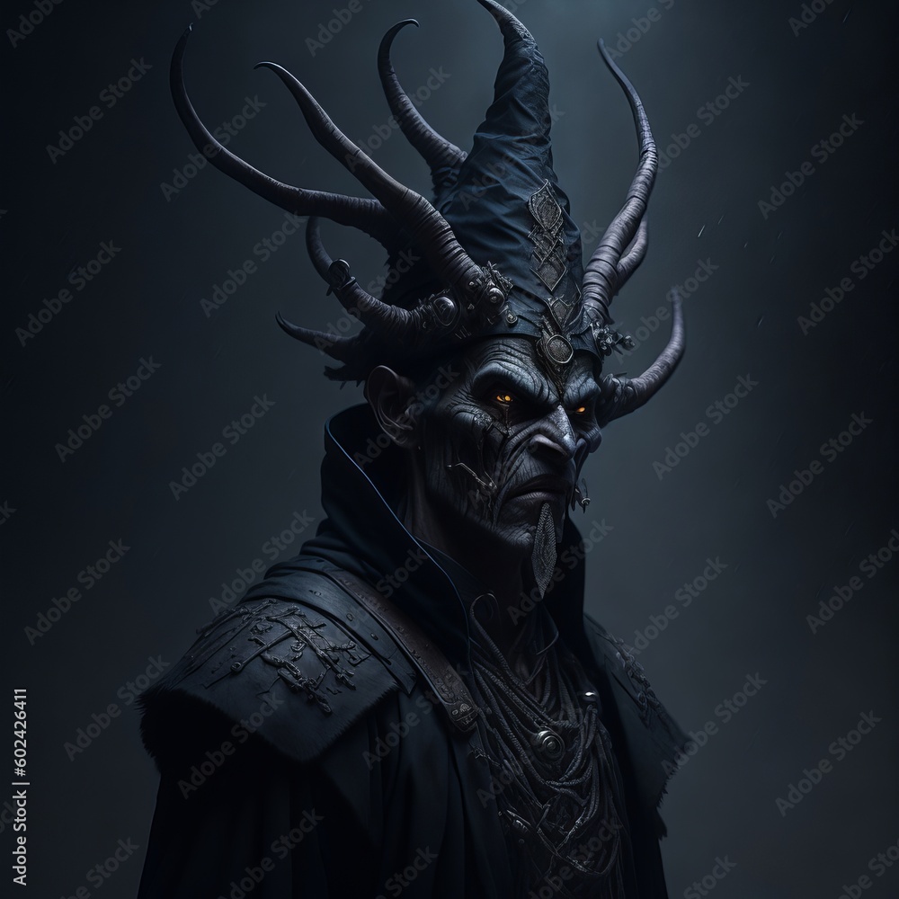 Evil Witch Doctor with a Head Dress in a foggy void. Generative AI
Evil Witch Doctor with a Head Dress in a foggy void. Generative AI