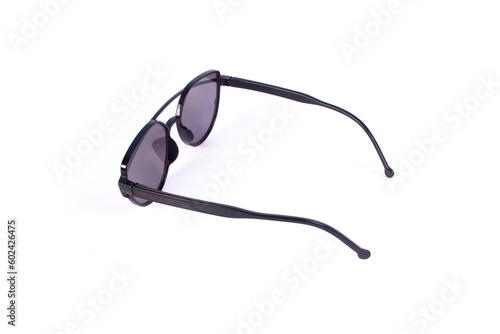 sunglasses, sitting black glasses isolated on white background