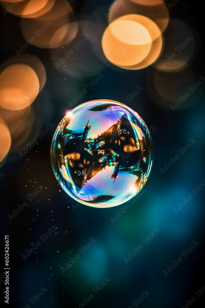 photograph of a single floating clear soap. AI generative photograph of a single floating clear soap. AI generative