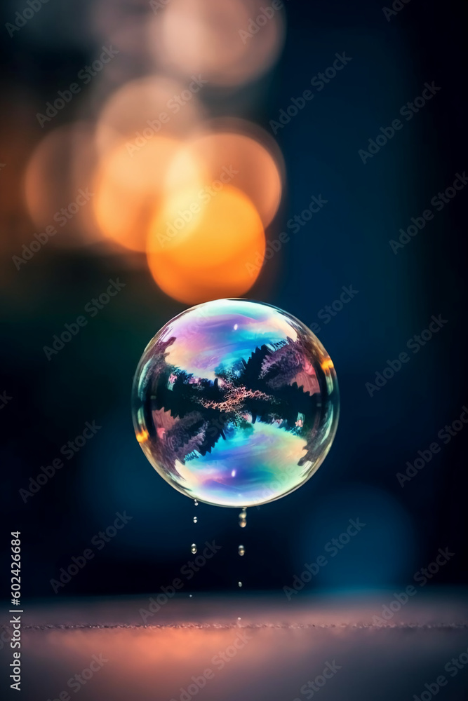 photograph of a single floating clear soap. AI generative photograph of a single floating clear soap. AI generative