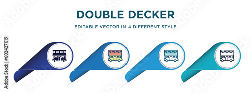 double decker icon in 4 different styles such as filled, color, glyph, colorful, lineal color. set of   vector for web, mobile, ui