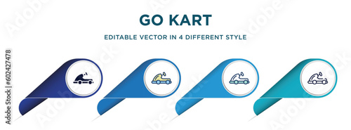 go kart icon in 4 different styles such as filled, color, glyph, colorful, lineal color. set of   vector for web, mobile, ui