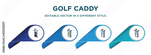golf caddy icon in 4 different styles such as filled, color, glyph, colorful, lineal color. set of   vector for web, mobile, ui