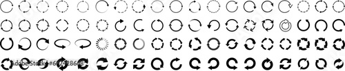 Set of circle arrows rotating. Refresh, reload, recycle, loop rotation sign collection. Circle pointer vector set. Vector illustration photo
