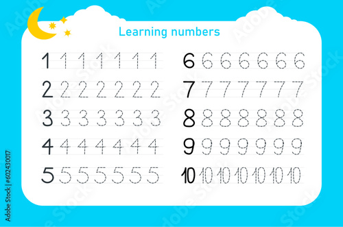 Creative number tracing template