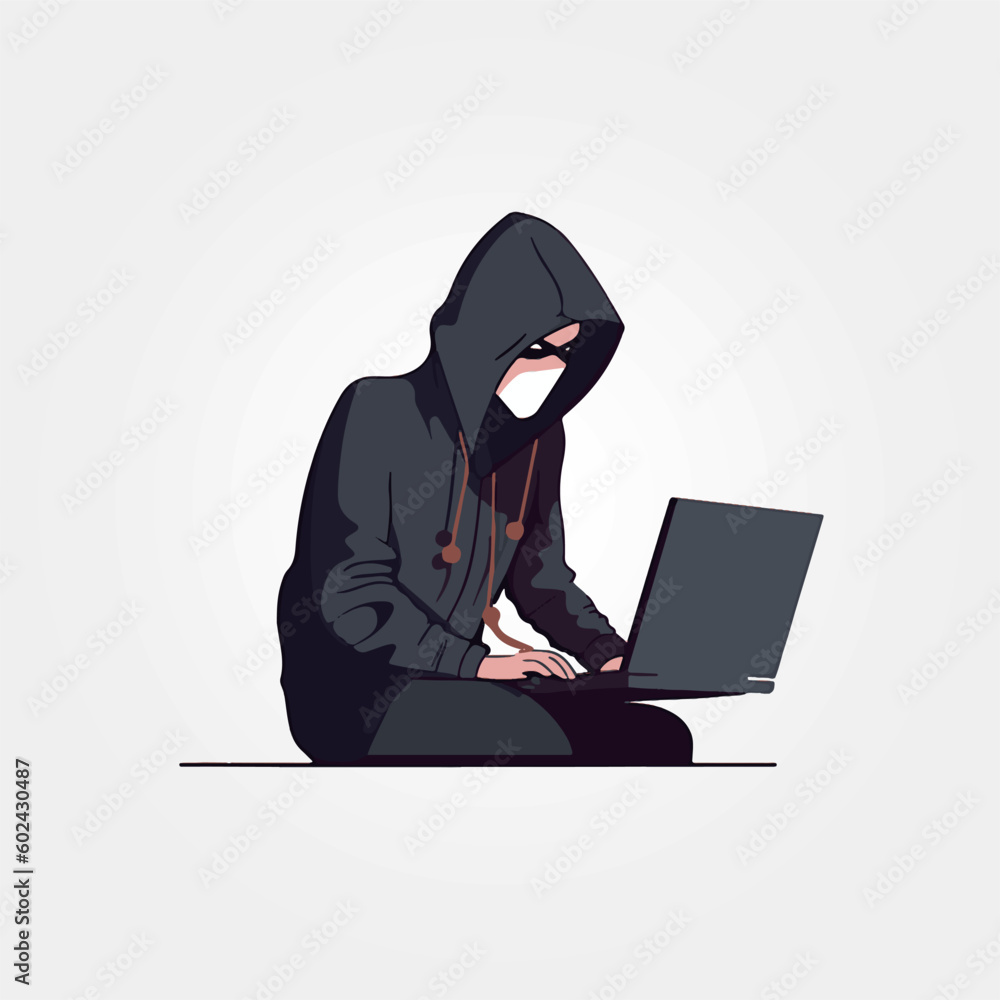 bandit hacker using laptop, cyber security bandit hacker using laptop, cyber security