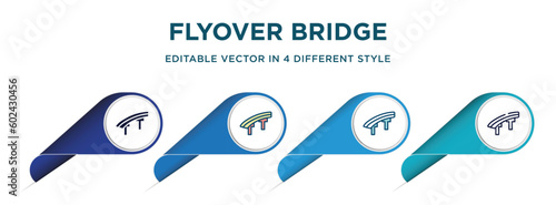 flyover bridge icon in 4 different styles such as filled, color, glyph, colorful, lineal color. set of   vector for web, mobile, ui