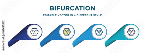 bifurcation icon in 4 different styles such as filled, color, glyph, colorful, lineal color. set of   vector for web, mobile, ui