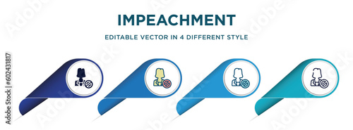 impeachment icon in 4 different styles such as filled, color, glyph, colorful, lineal color. set of   vector for web, mobile, ui