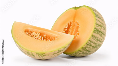 Juicy Sugar Melon Isolated on Transparent Background, generative AI