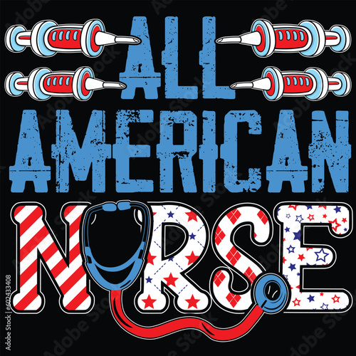 all American nurse sublimation t-shirt design