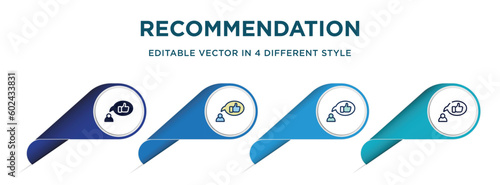 recommendation icon in 4 different styles such as filled, color, glyph, colorful, lineal color. set of   vector for web, mobile, ui