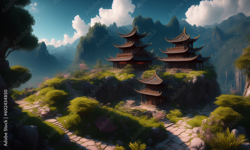 Chinese Fantasy Art Landscape Generative Ai