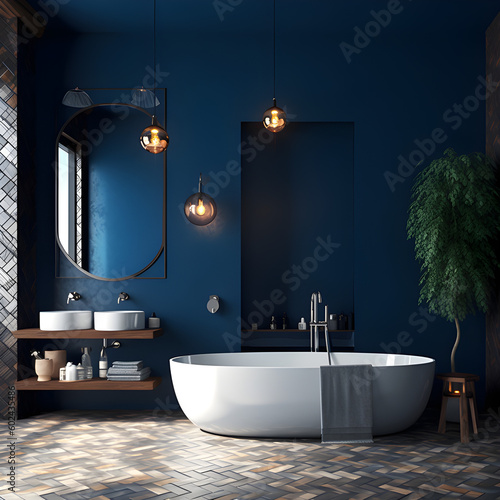 Bathroom interior design, simple, cleand and modern design photo