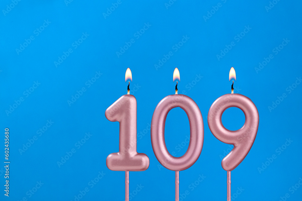 Candle number 109 - Birthday in blues foamy background Candle number 109 - Birthday in blues foamy background