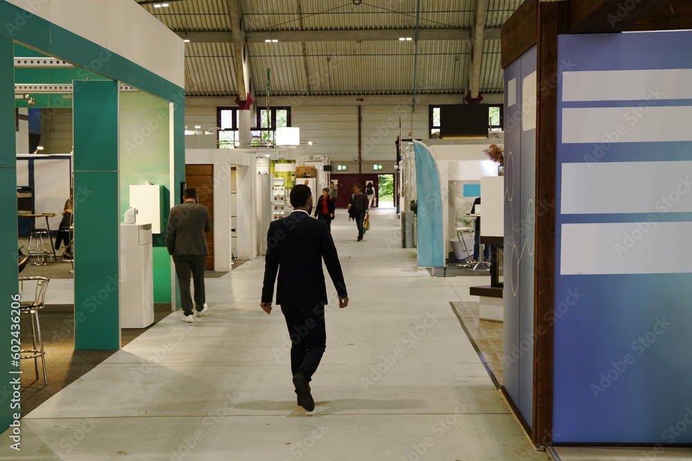 trade fair with different booths