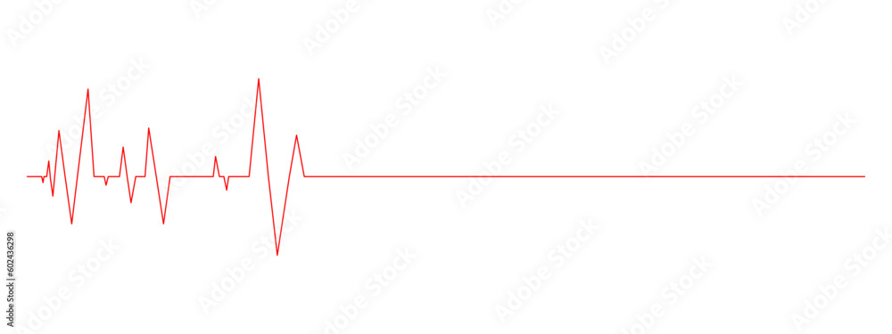 Heart beat diagram with straight line. ECG chart part isolated on white background. Cardiac rhythm red line. Cardio test sign. Cardiology hospital symbol - obrazy, fototapety, plakaty 