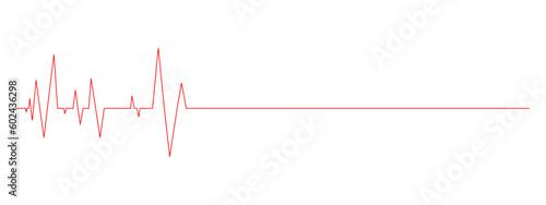 Heart beat diagram with straight line. ECG chart part isolated on white background. Cardiac rhythm red line. Cardio test sign. Cardiology hospital symbol