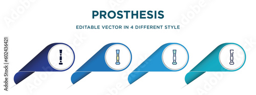 prosthesis icon in 4 different styles such as filled, color, glyph, colorful, lineal color. set of   vector for web, mobile, ui