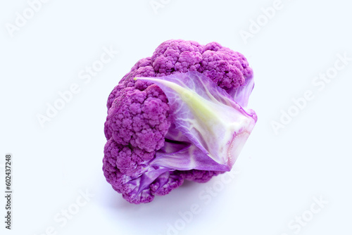 Purple cauliflower on white background.