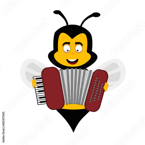 vector illustration bee cartoon playing musical instrument accordion