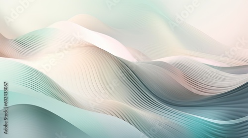Contemporary Calm: Soft Grunge Abstract with Smooth Waves and Stripe Lines in Pastel Hues: Generative AI