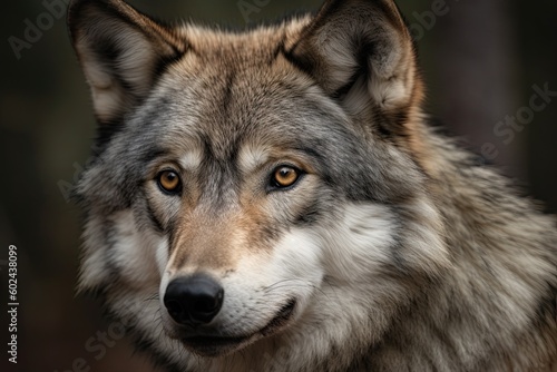 Majestic Gray Wolf Portrait: A Wild Animal and Predator in its Natural Habitat. Generative AI