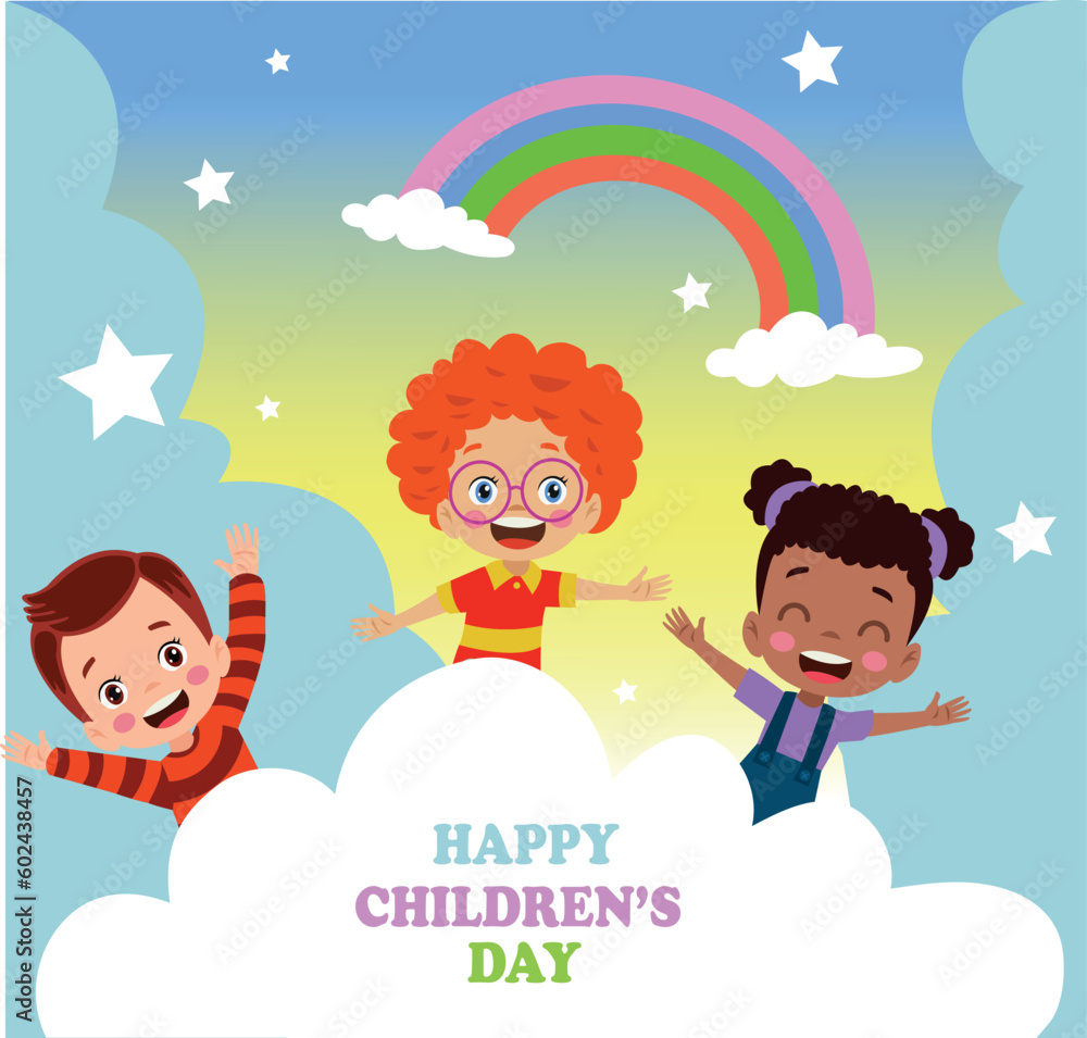 A poster for the children's day with the words happy children's day A poster for the children's day with the words happy children's day