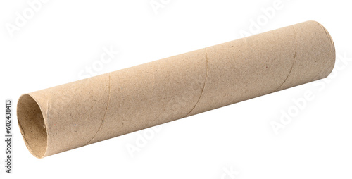 Fotografija Brown paper towel from a roll of kitchen towels, object isolated on a white back