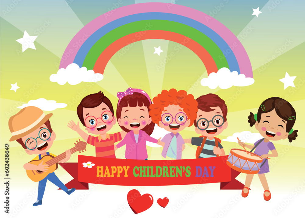 A poster for the children's day with the words happy children's day A poster for the children's day with the words happy children's day