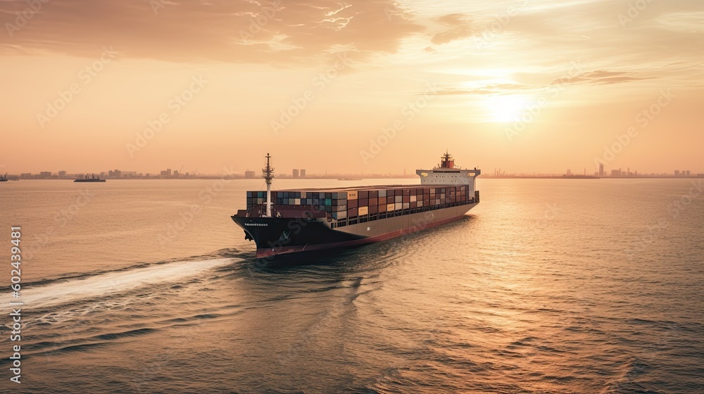 Securing the Future of Global trade: Container Cargo Ship at a Busy Sea Port: Generative AI