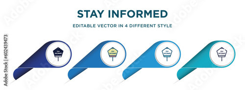 stay informed icon in 4 different styles such as filled, color, glyph, colorful, lineal color. set of   vector for web, mobile, ui