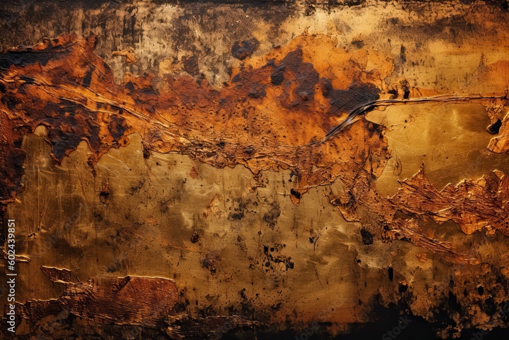 Detailed bronze gold background with artistic vintage metallic copper design. AI generative