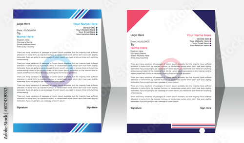 Modern corporate business letterhead design template with red, oreange and black colour. photo