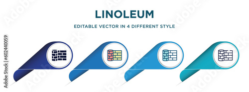 linoleum icon in 4 different styles such as filled, color, glyph, colorful, lineal color. set of   vector for web, mobile, ui