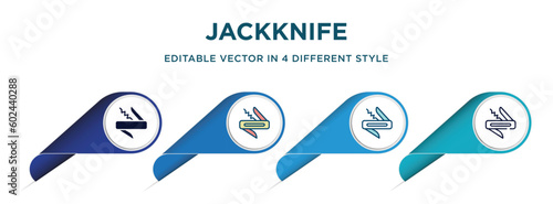 jackknife icon in 4 different styles such as filled, color, glyph, colorful, lineal color. set of   vector for web, mobile, ui