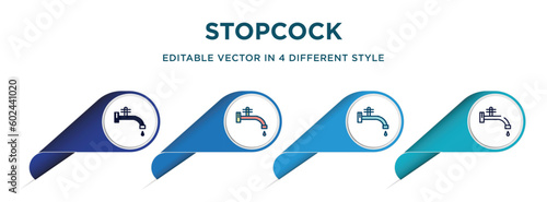 stopcock icon in 4 different styles such as filled, color, glyph, colorful, lineal color. set of   vector for web, mobile, ui