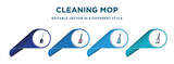 cleaning mop icon in 4 different styles such as filled, color, glyph, colorful, lineal color. set of vector for web, mobile, ui