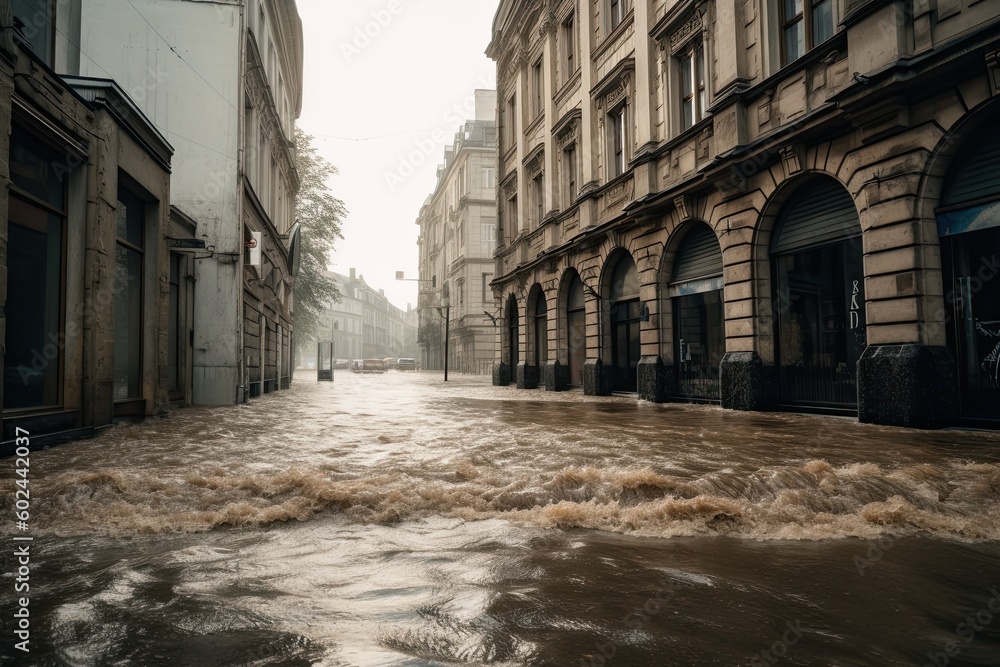 Devastating Effects of Climate Change: A Whirlwind of Unstable Weather and Floods Ravage a City: Generative AI