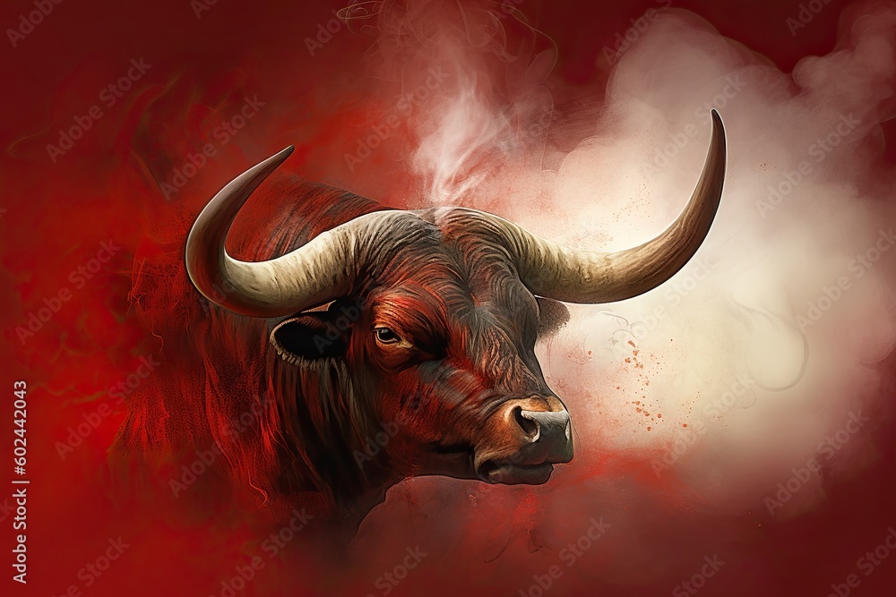 Don't Mess with the Spanish Toro: The Force of an Irate Bull with Smoke Rising. Generative AI