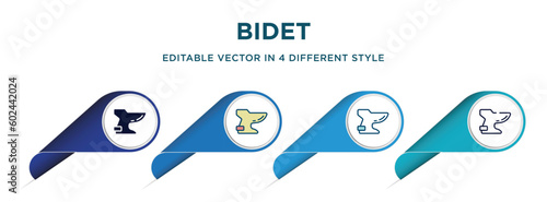 bidet icon in 4 different styles such as filled, color, glyph, colorful, lineal color. set of   vector for web, mobile, ui