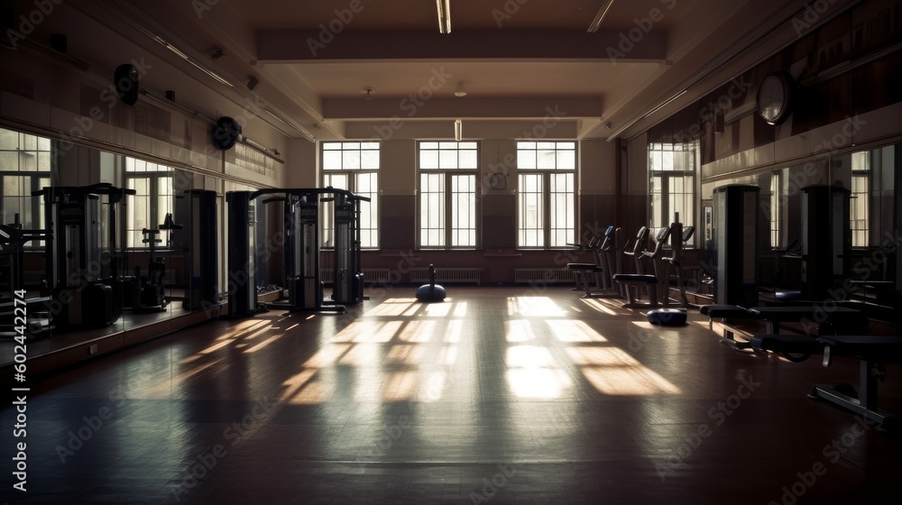 Gym - A room or building equipped for athletic. AI generated Gym - A room or building equipped for athletic. AI generated