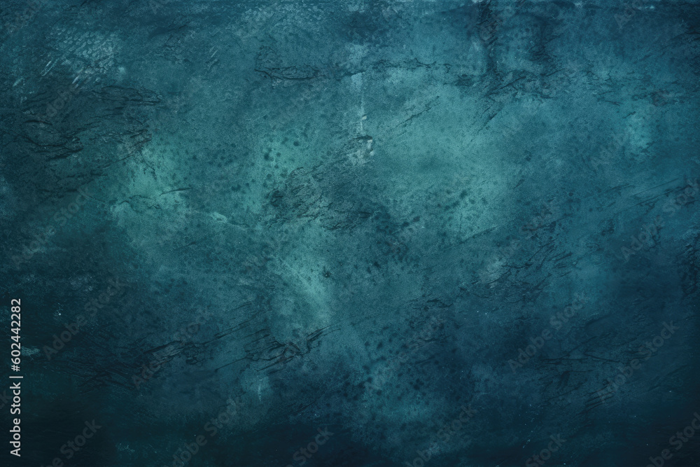Dark blue green wall texture. Gradient. Deep teal color. Toned old rough concrete surface. Close-up. Abstract. Grunge background with space for design. Web banner.AI