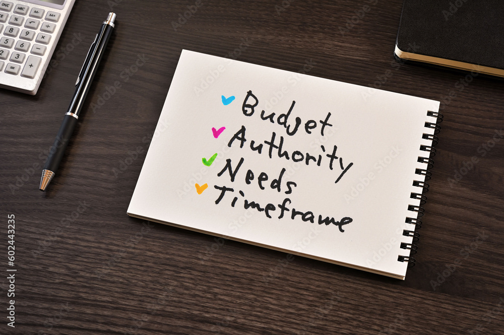 There is notebook with the word BANT.It is as an eye-catching image. There is notebook with the word BANT.It is as an eye-catching image.