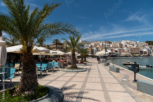 Sitia, Eastern Crete, Greece, Europe, 2023 . Early Spring on the waterfront in Sitia an eastern Crete holiday destination resort. The harbour area.